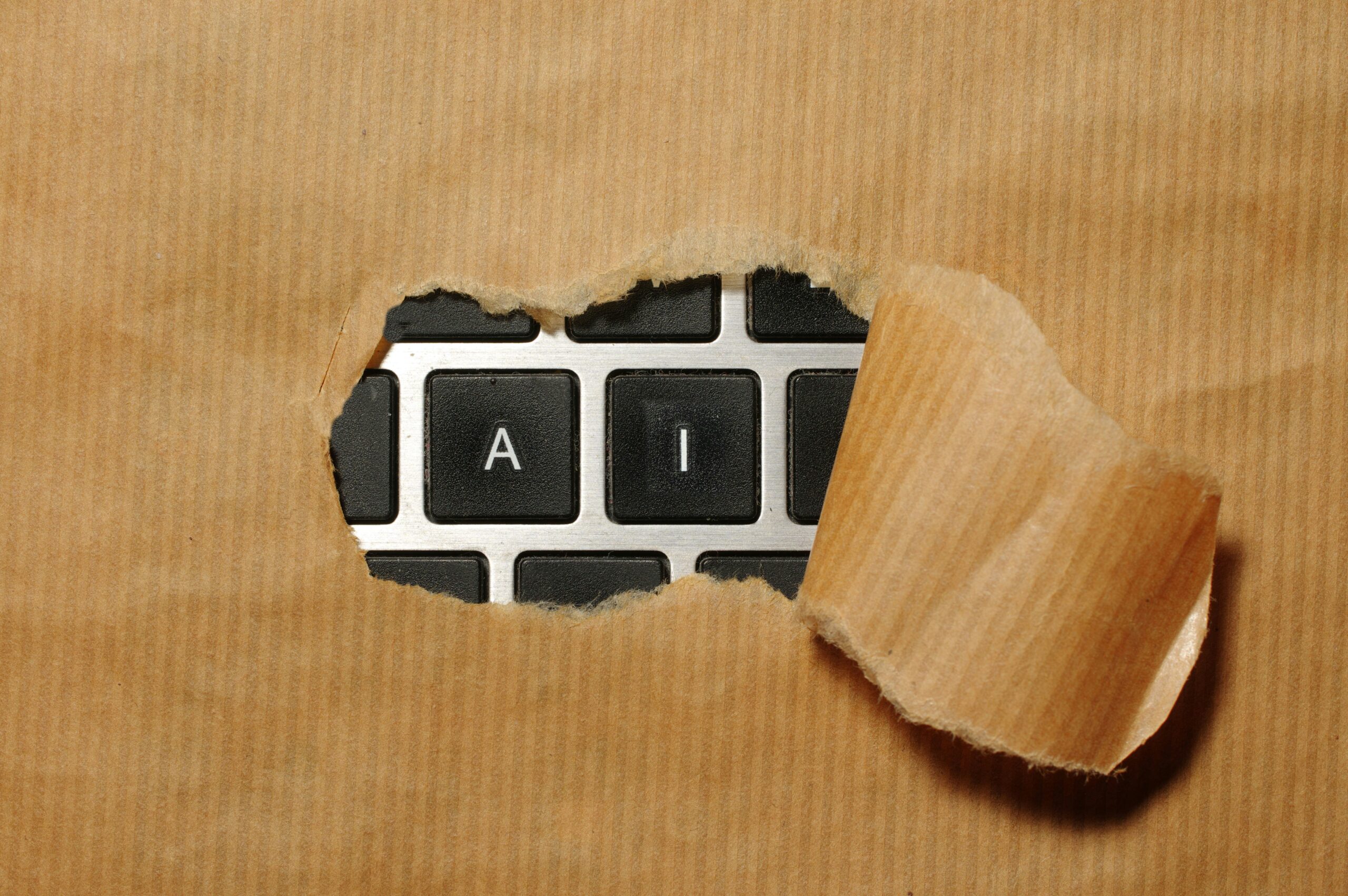 Education 1 A piece of cardboard with a keyboard appearing through it